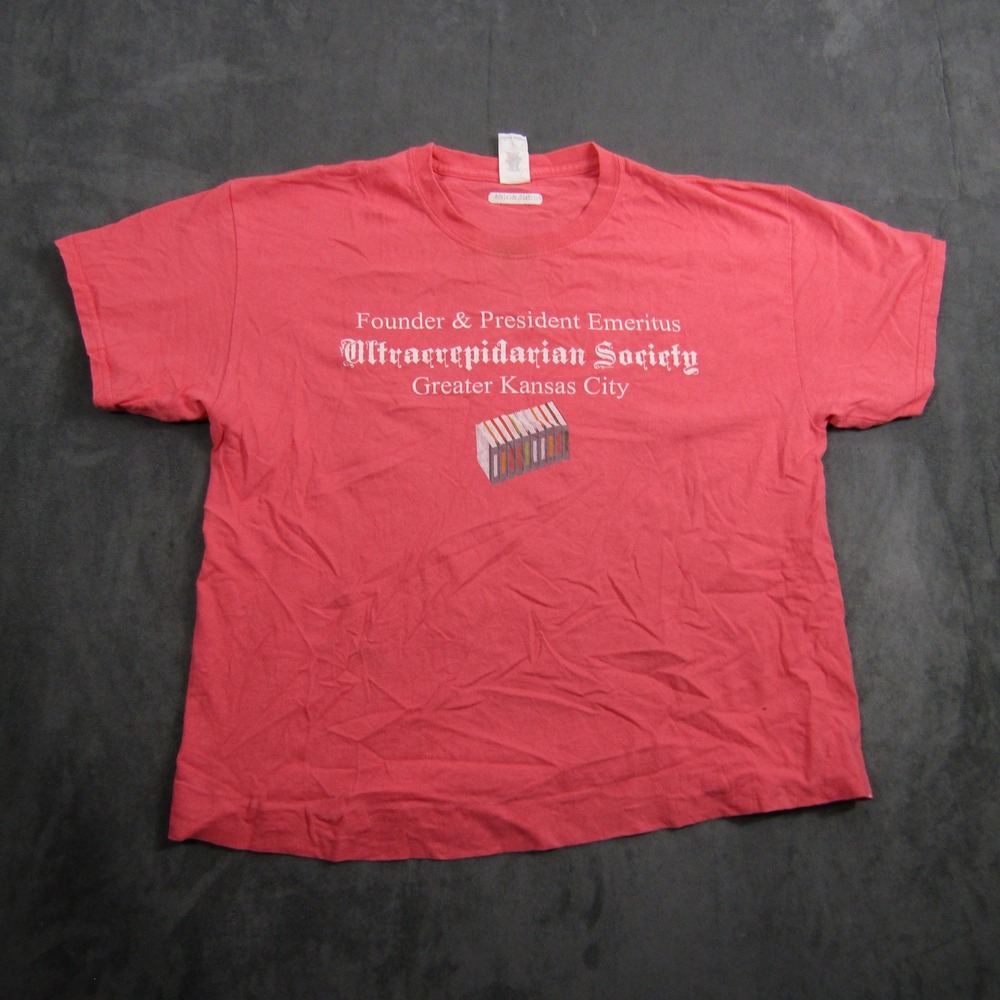 Gildan Graphic T-Shirt Men Large Red Ultracrepidarian Society Kansas City Tee